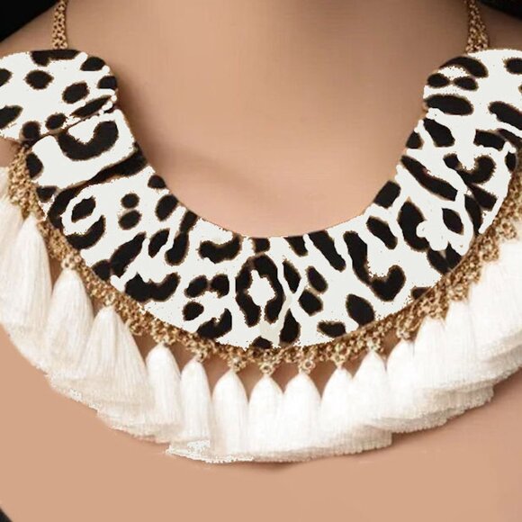 Leopard Print Jewelry Set, Leopard Tassel Jewelry Set - Picture 3 of 4